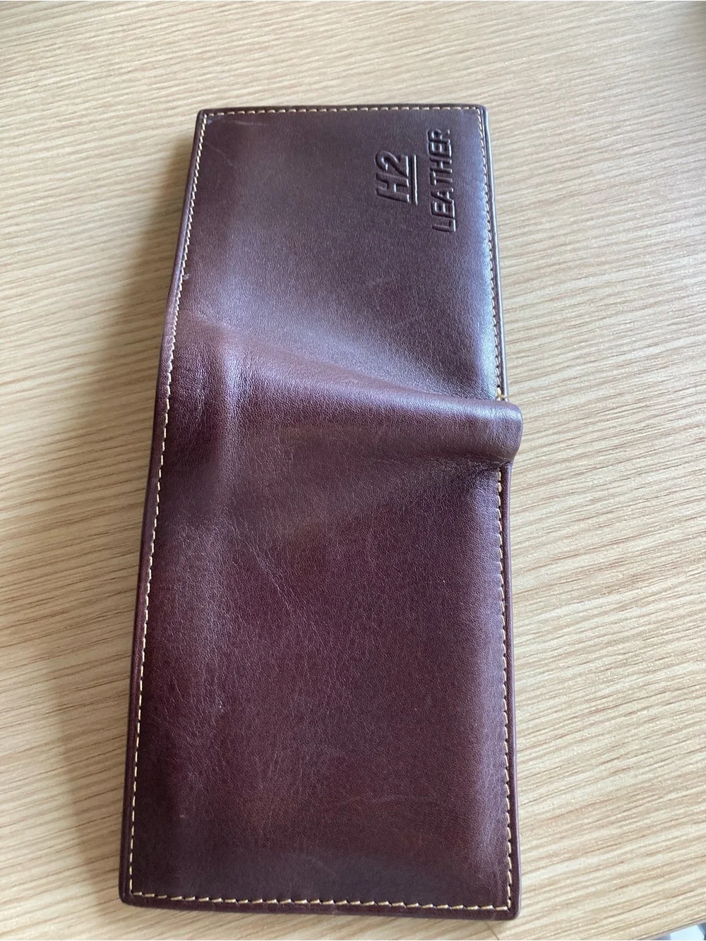 Men's Brown Leather Bifold Wallet - Classic Stitch Detail